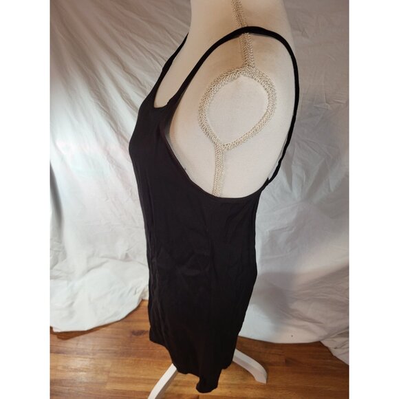 Vintage "Vintage Blue" Black Rayon Blend Slip Dress Size M Grunge - Picture 3 of 6